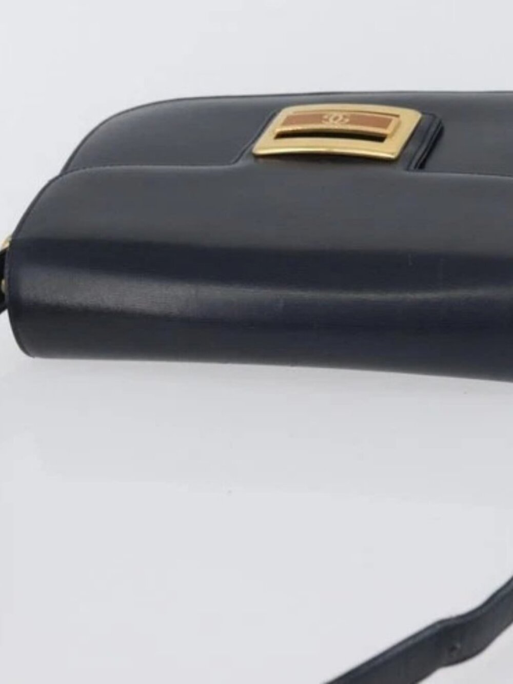 GUCCI Shoulder Bag Leather Navy Gold Auth 169677 - Picture 5 of 15